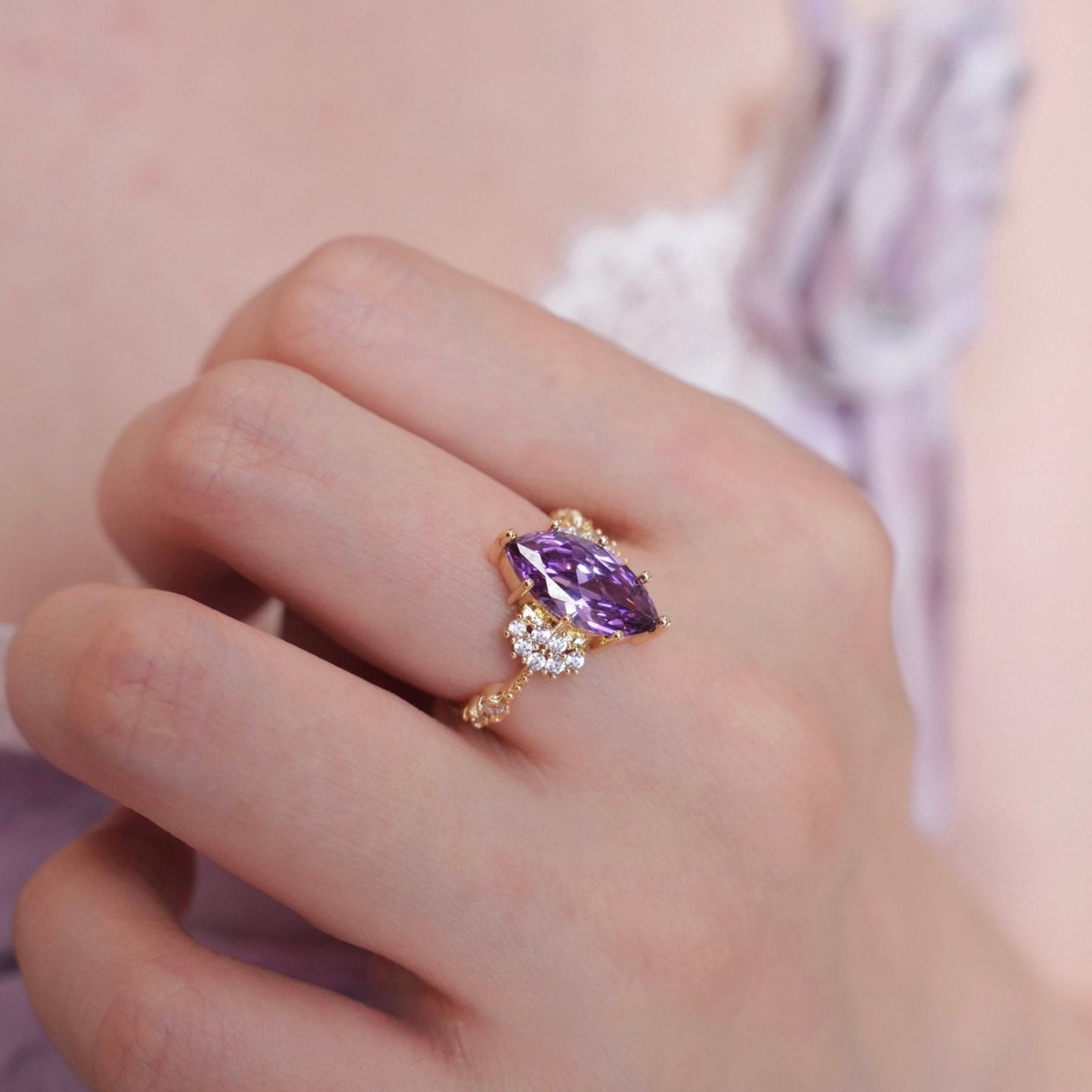 Marquise Amethyst Ring