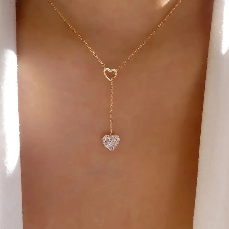 Jaylyn Rhinestone Heart Necklace