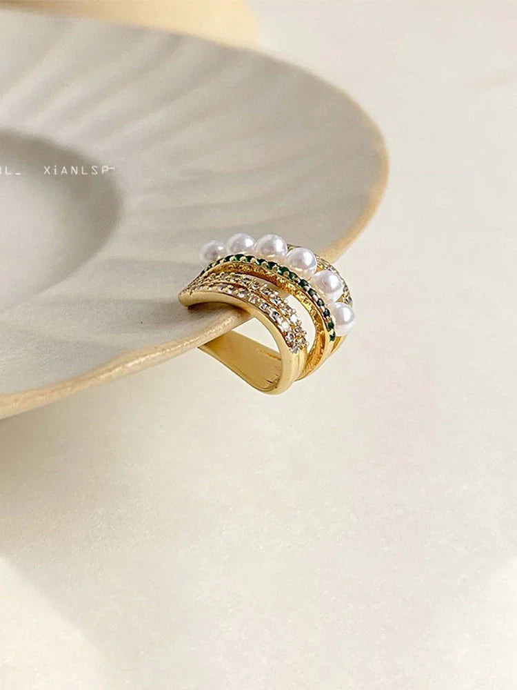 Multi-layer Pearl Zircon Ear Cuffs