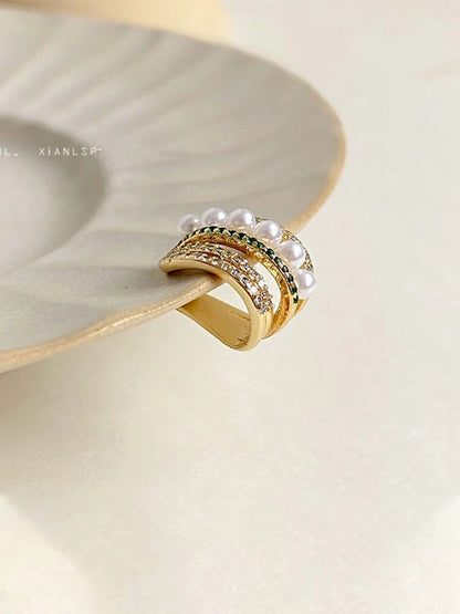 Multi-layer Pearl Zircon Ear Cuffs