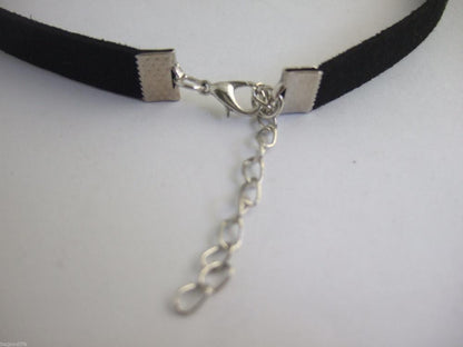 Celtic Trinity Knot Black Flat Faux Suede Necklace