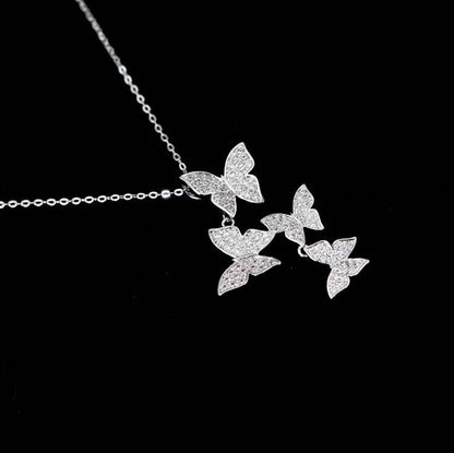 Dangling Butterflies Silver Necklace