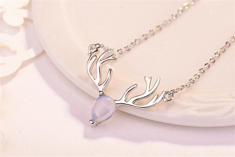 Elk Moonstone Sterling Silver Necklace