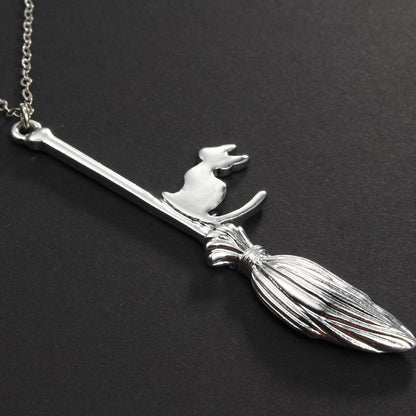 Flying Witch Cat Necklace