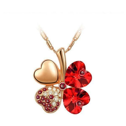 Four Leaves Clover Heart Necklace