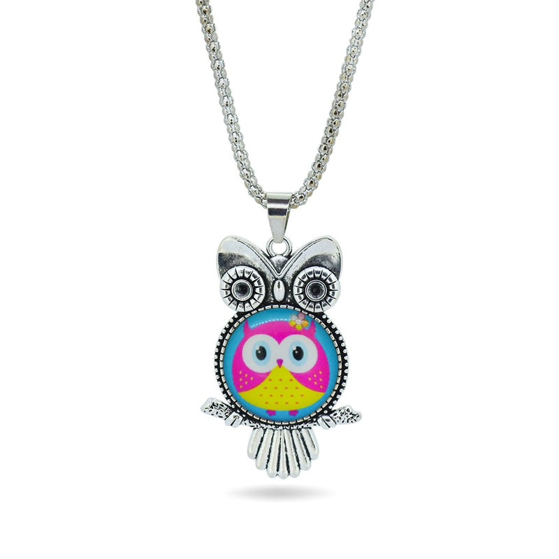 Glass Owl Pendant Necklace