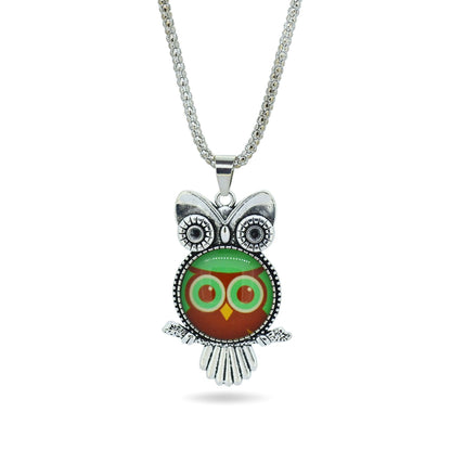 Glass Owl Pendant Necklace