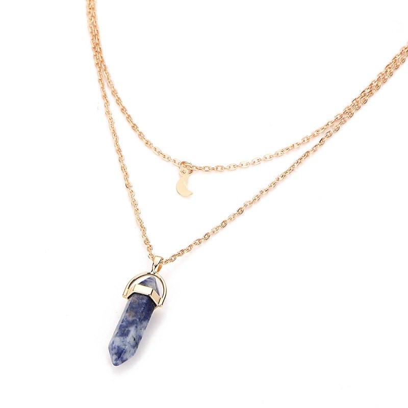 Natural Healing Stone Moon Necklace