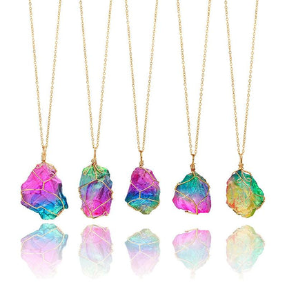 Natural Shape Rainbow Stone Necklace