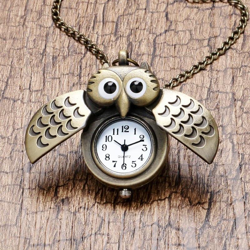 Owl Pocket Watch Long Necklace