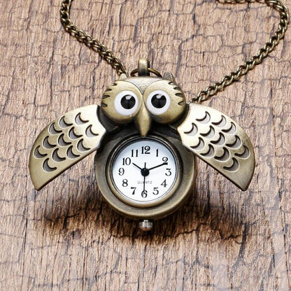 Owl Pocket Watch Long Necklace