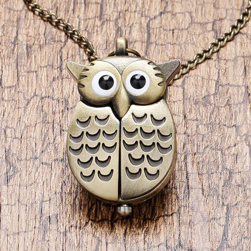 Owl Pocket Watch Long Necklace
