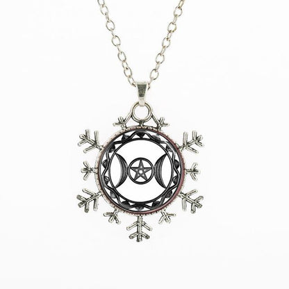 Snowflake Wiccan Art Cabochon Necklace
