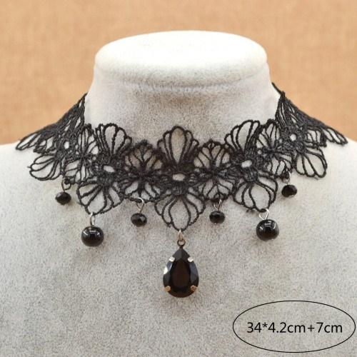 Victorian Black Gothic Crystal Choker Necklace