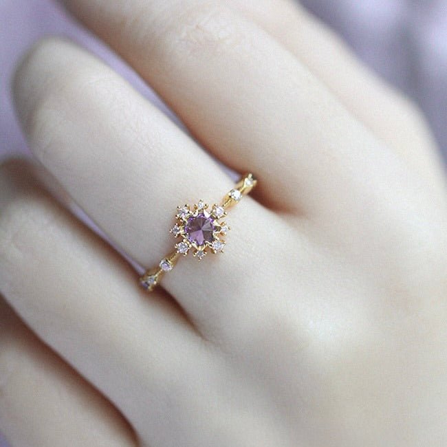 [] Orchid Halo Ring