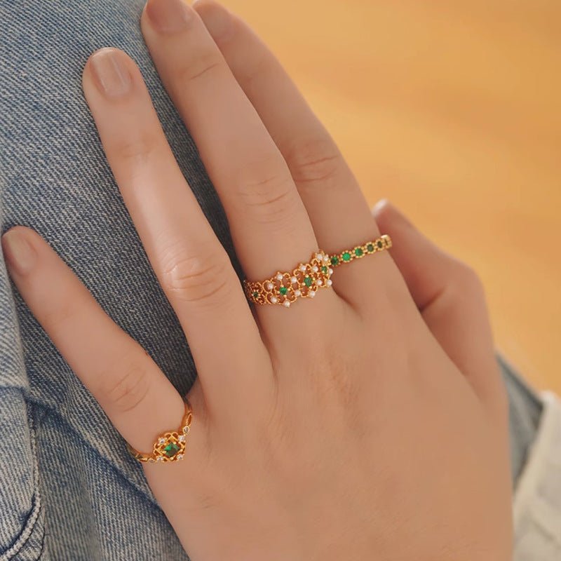 [sample ] Pavé Emerald Ring