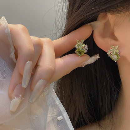 Peridot Flower Butterfly Earrings