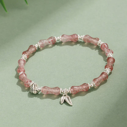 Peridot White Jade Bamboo Fu Symbolic Luck Bracelet