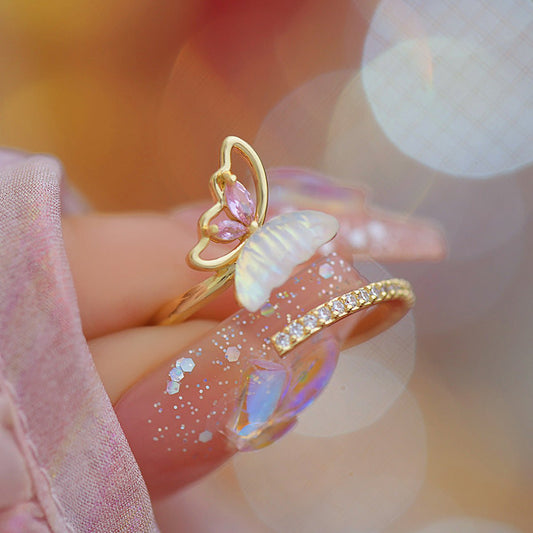 Chrissy Pink Butterfly Ring