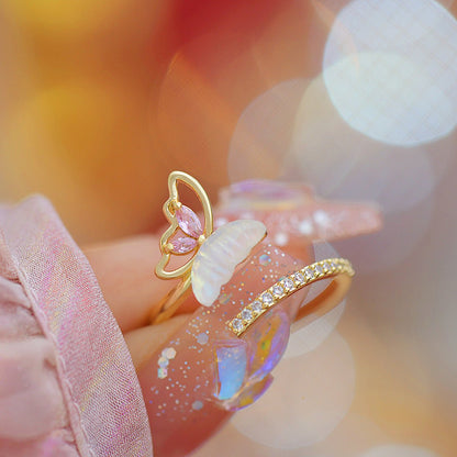Chrissy Pink Butterfly Ring