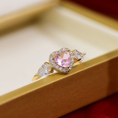 Lila Pink Heart Ring
