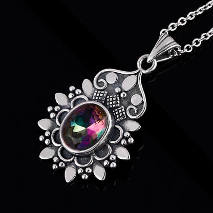 Mystic Rainbow Flower Necklace