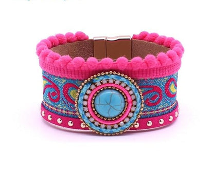 Leather and Stone Bracelet