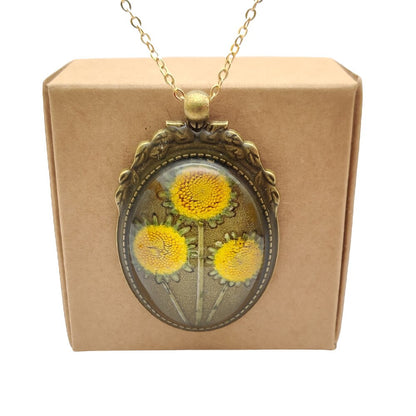 Handmade Real Sunflower Necklace