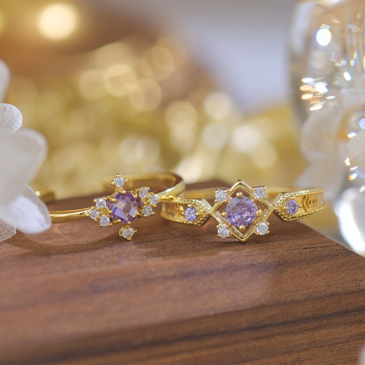 Amethyst Baroque Ring Set