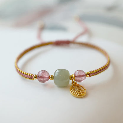 Red Agate Jade Lotus Confidence Bracelet