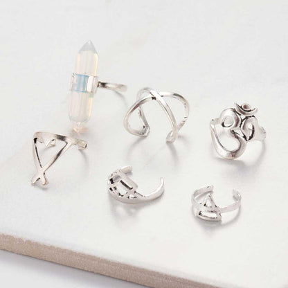 6 Pieces Crystal Ring Set