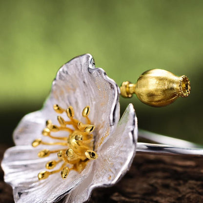 Blooming Poppy Sterling Silver Ring