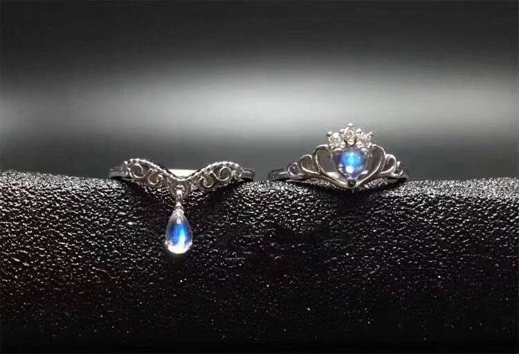Blue Royalty Moonstone Ring Set