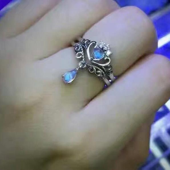 Blue Royalty Moonstone Ring Set