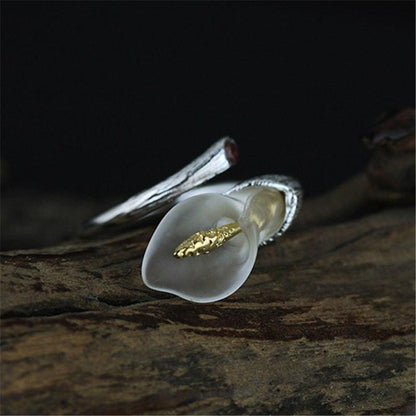 Calla Lily Sterling Silver Wrap Ring