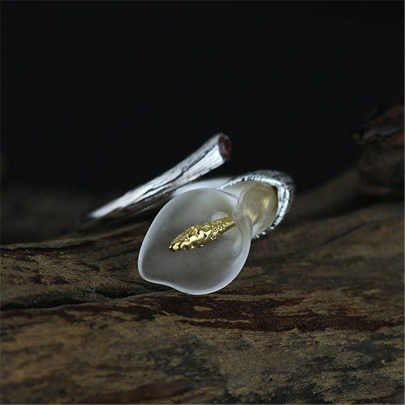 Calla Lily Sterling Silver Wrap Ring