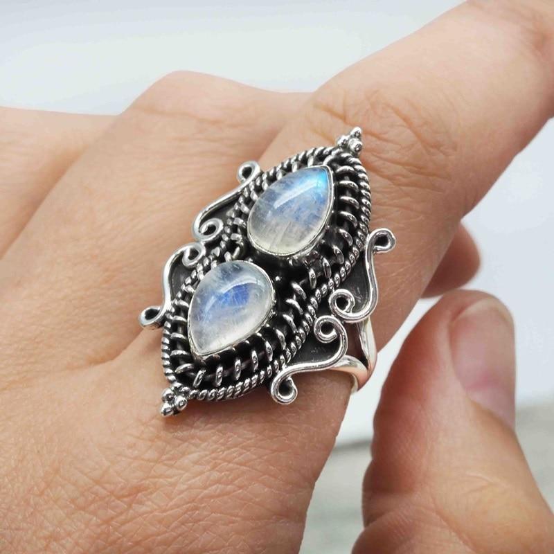 Double Water Drop Moonstone Ring