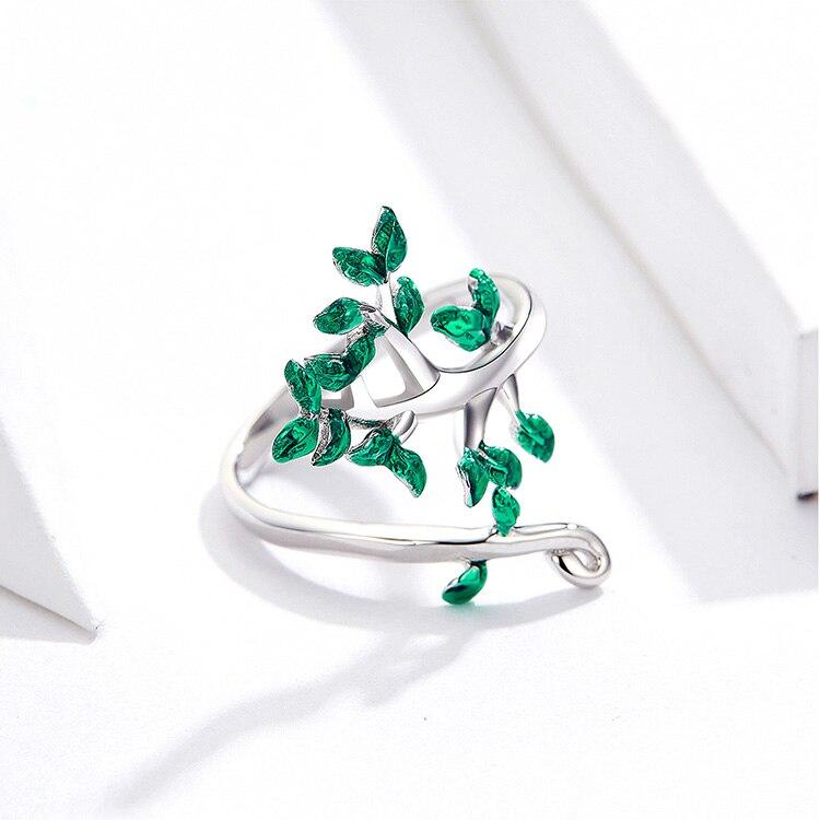 Green Tree of Life Silver Ring