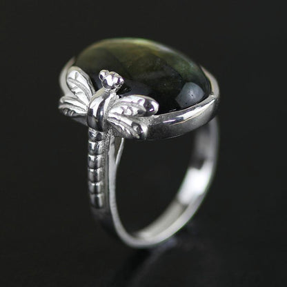 Labradorite Dragonfly Sterling Silver Ring