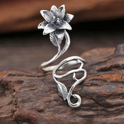 Lucky Flower Sterling Silver Wrap Ring