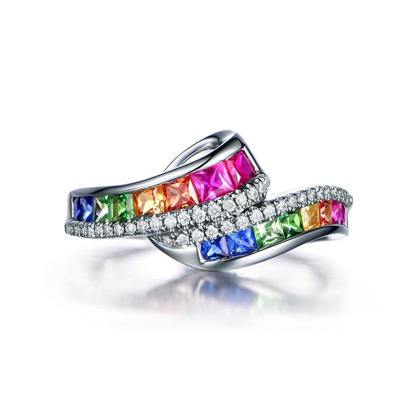 Rainbow Crystal Charms Ring
