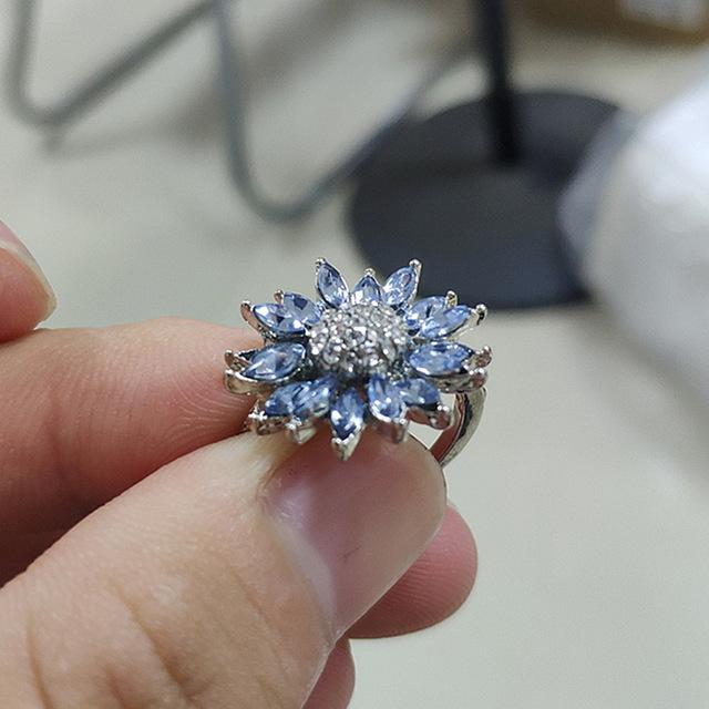 Sky Blue Sunflower Ring