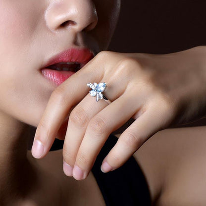 Topaz Dragonfly Silver Ring