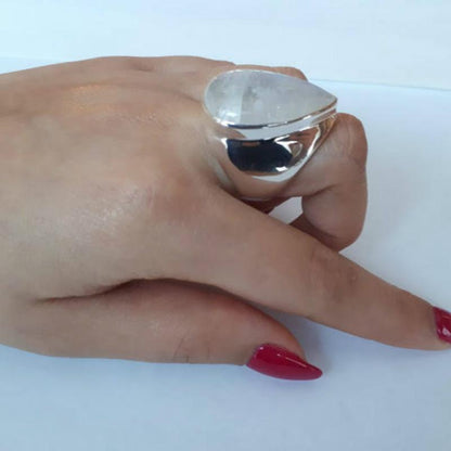 Water Drop Moonstone Ring