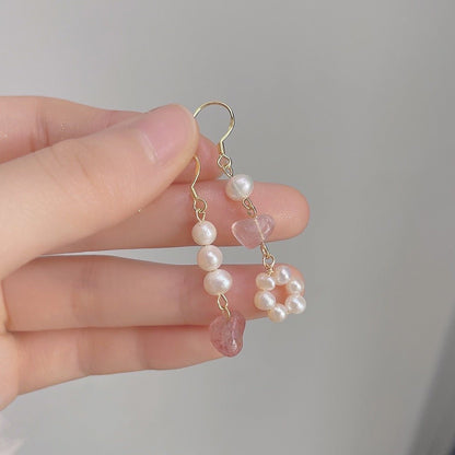 [] Rose Quartz Pearl Earrings