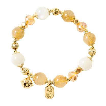 Rutilated Quartz & Moonstone Spiritual Bracelet for Courage and Wealth