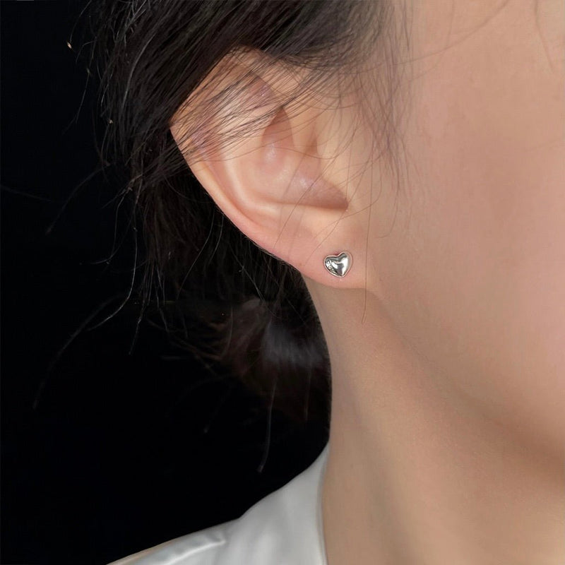 Silver Heart Stud Earrings