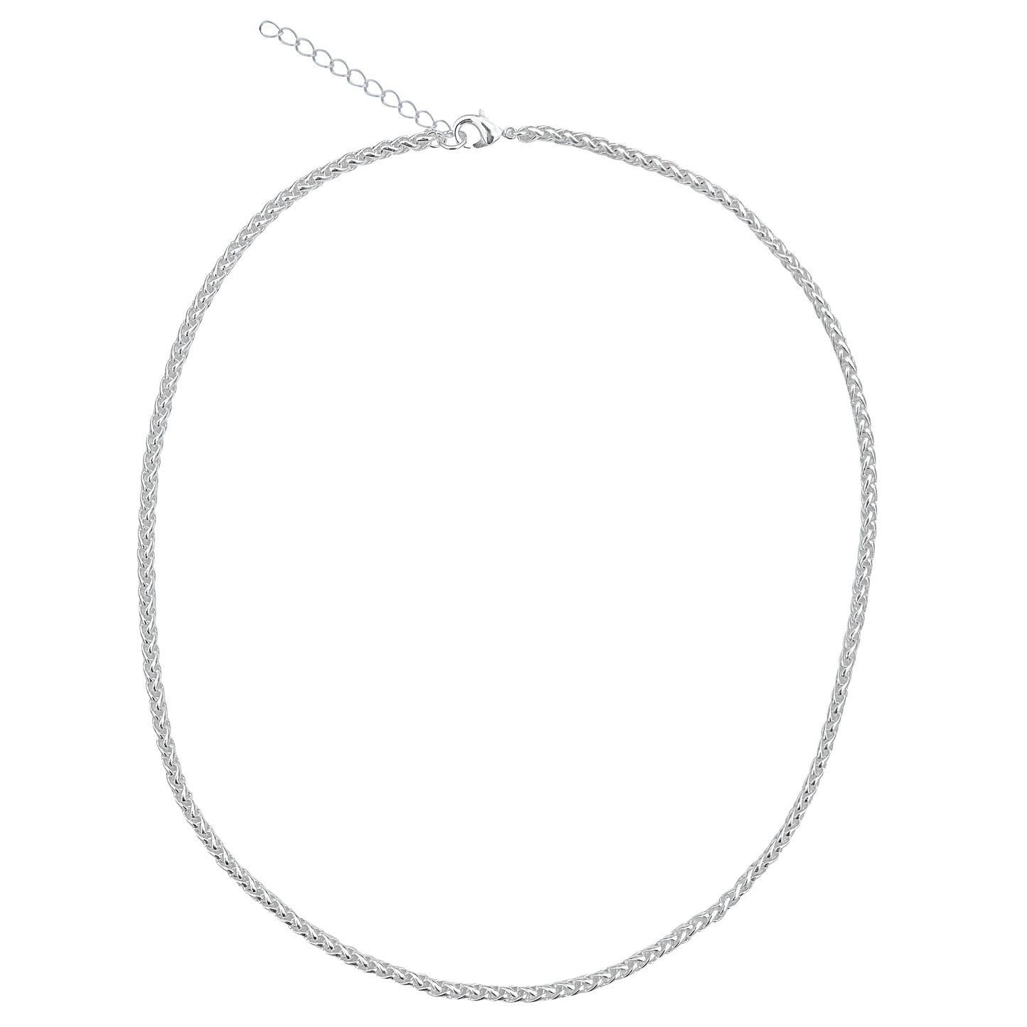 Silver 3.2mm Thick Ponytail/foxtail/wheat Weave Necklace Chain With Extender