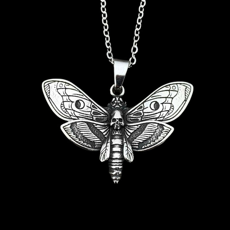 Skull Moth Butterfly Pendant