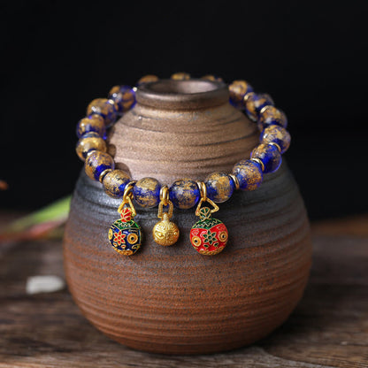Spiritual Bracelet With Gold Swallowing Beast & Liuli Beads